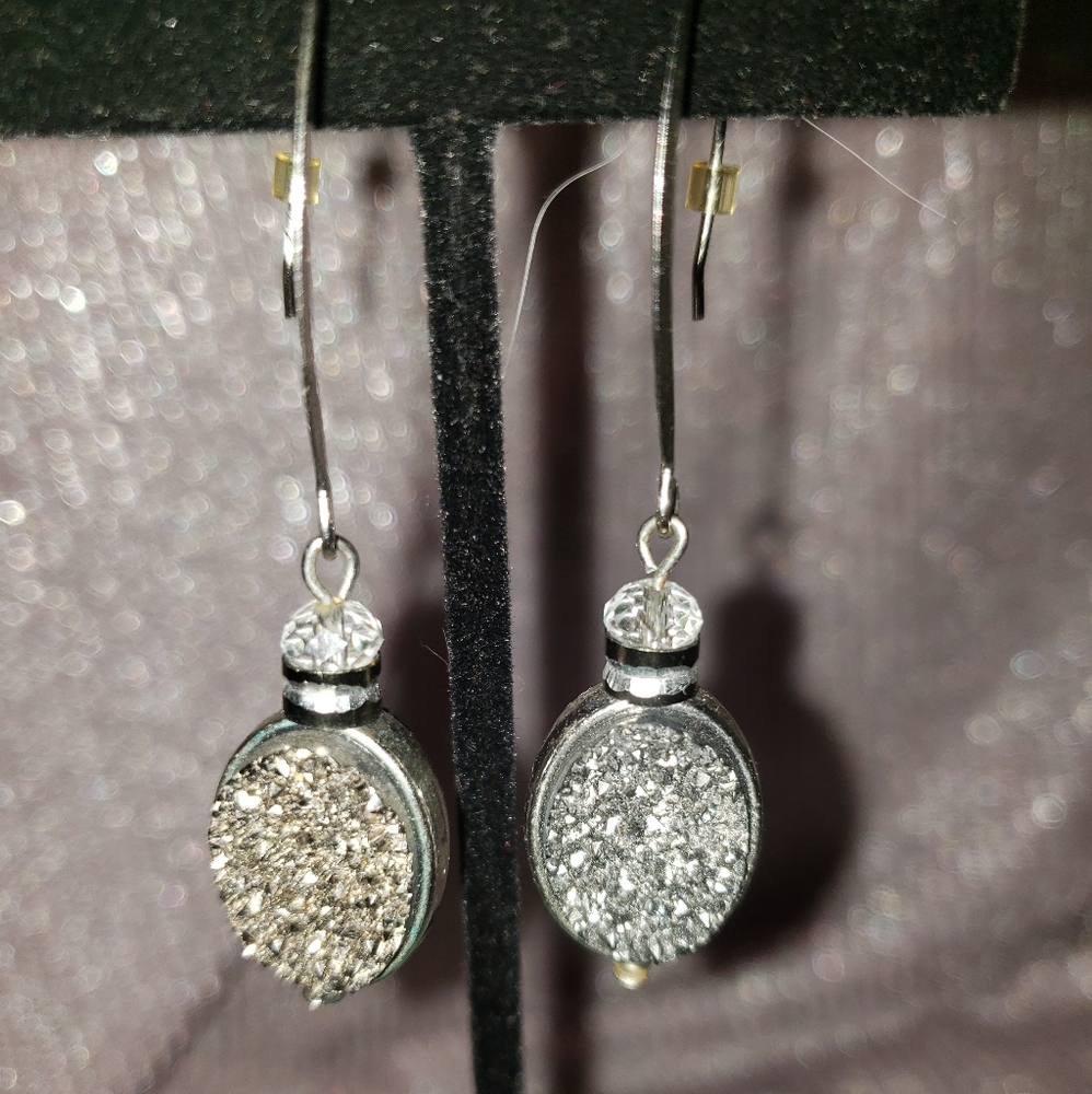Silver druzy earrings